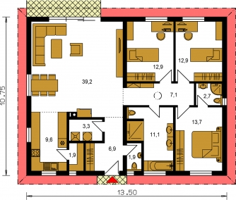 Floor plan of ground floor - BUNGALOW 195